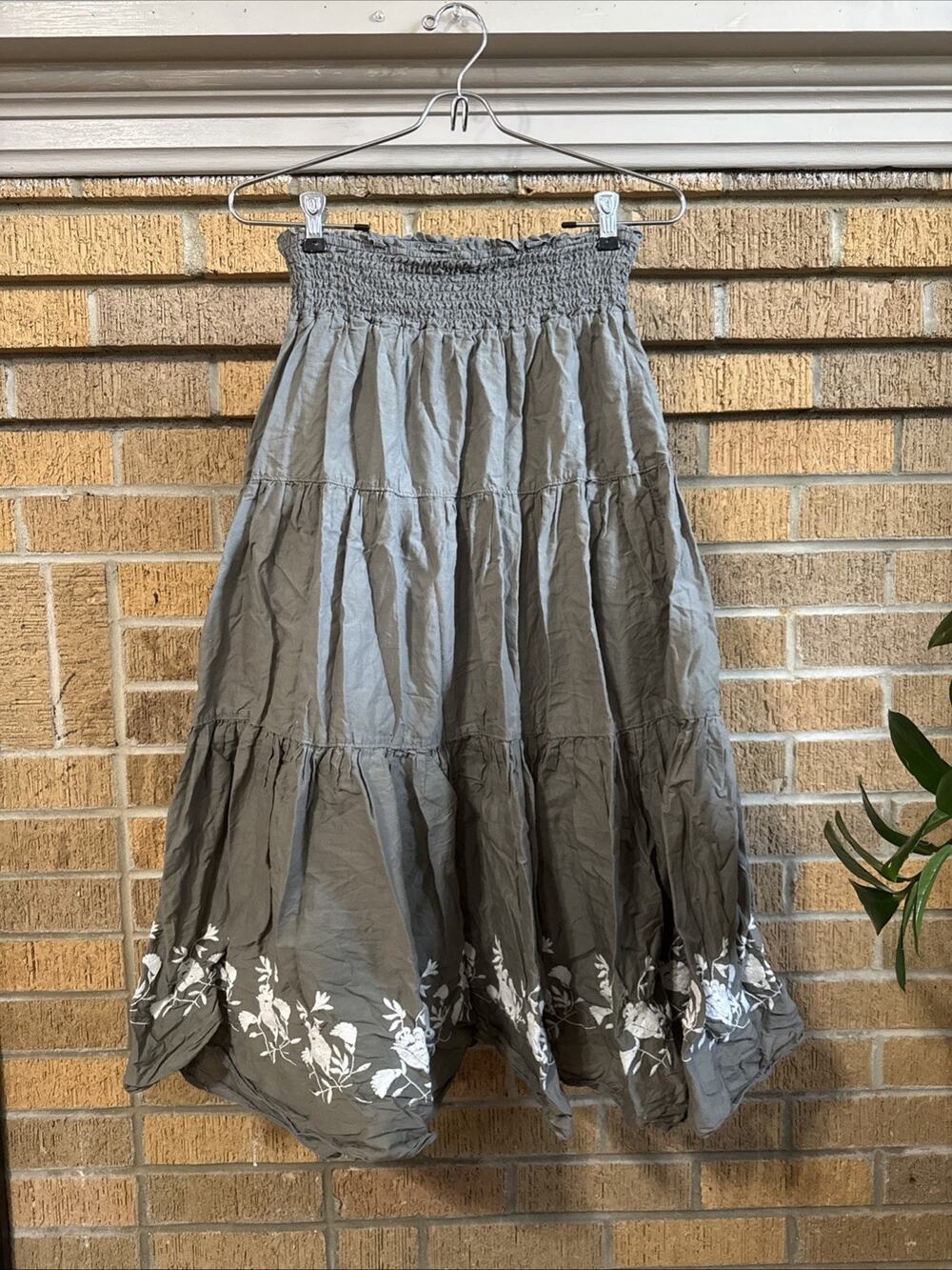 Old Navy Tiered Midi Skirt Cotton Brown Peasant CottageCore Boho Cowgirl Size XS